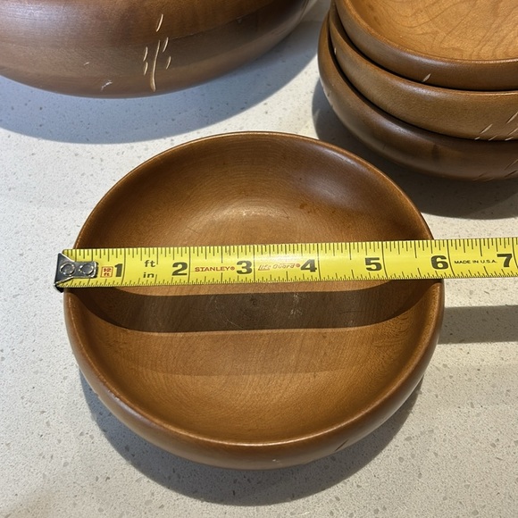 Vintage Baribocraft Canadian Maple Wood Mid Century Modern Large Salad Bowl Set - Picture 12 of 14